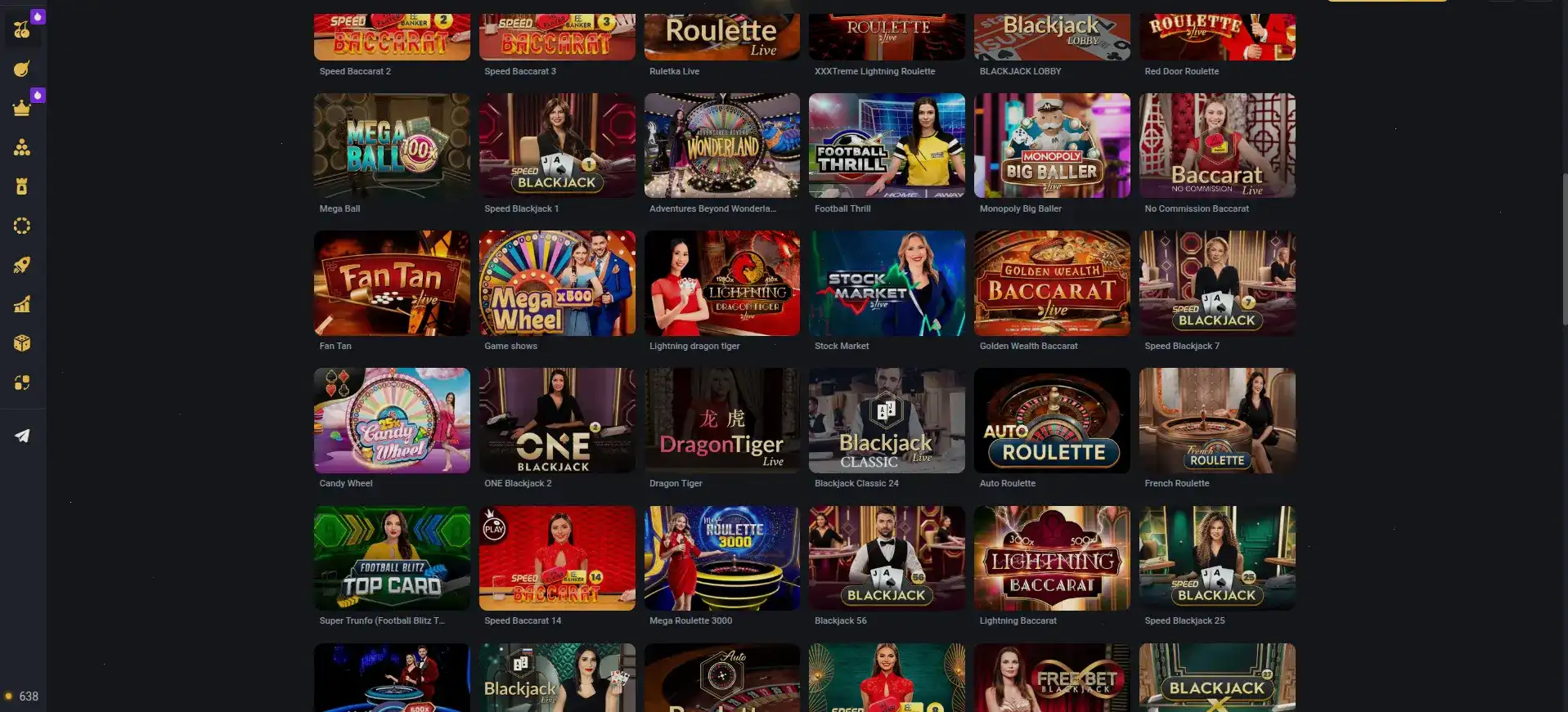 Lev casino интерфейс